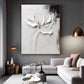 Silent Ivory Bloom Abstract Painting