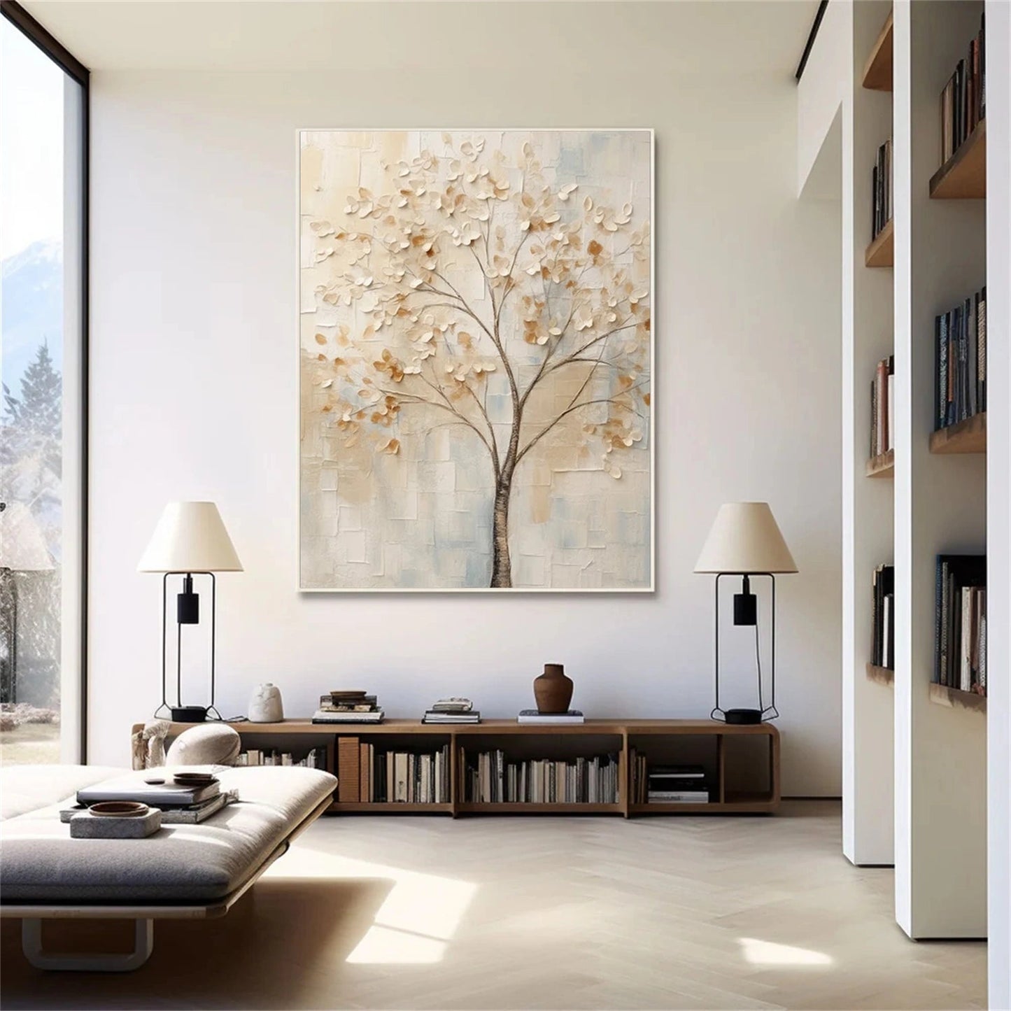 Whispering Ivory Tree Abstract Painting