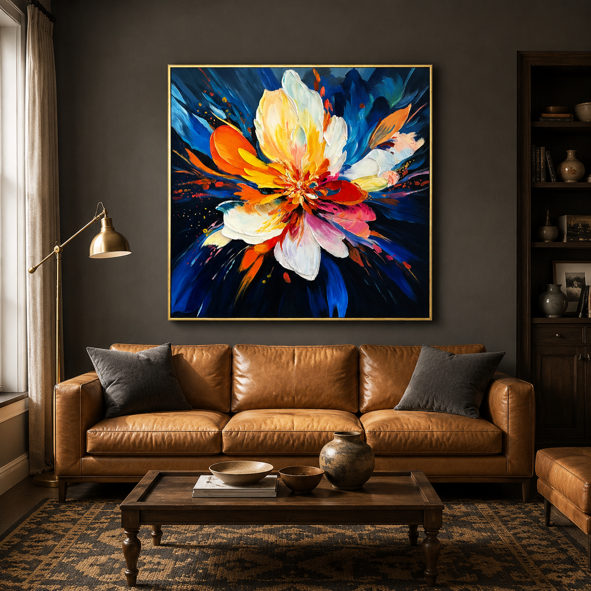 Cosmic Bloom Abstract Impasto Floral Painting