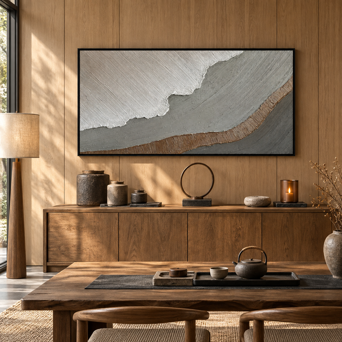 Earth Veil Neutral Textured Abstract Painting