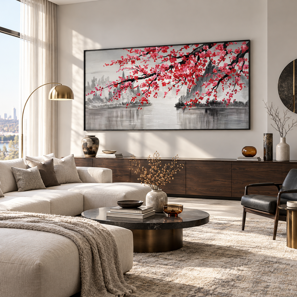 Red Plum Blossom Landscape Painting