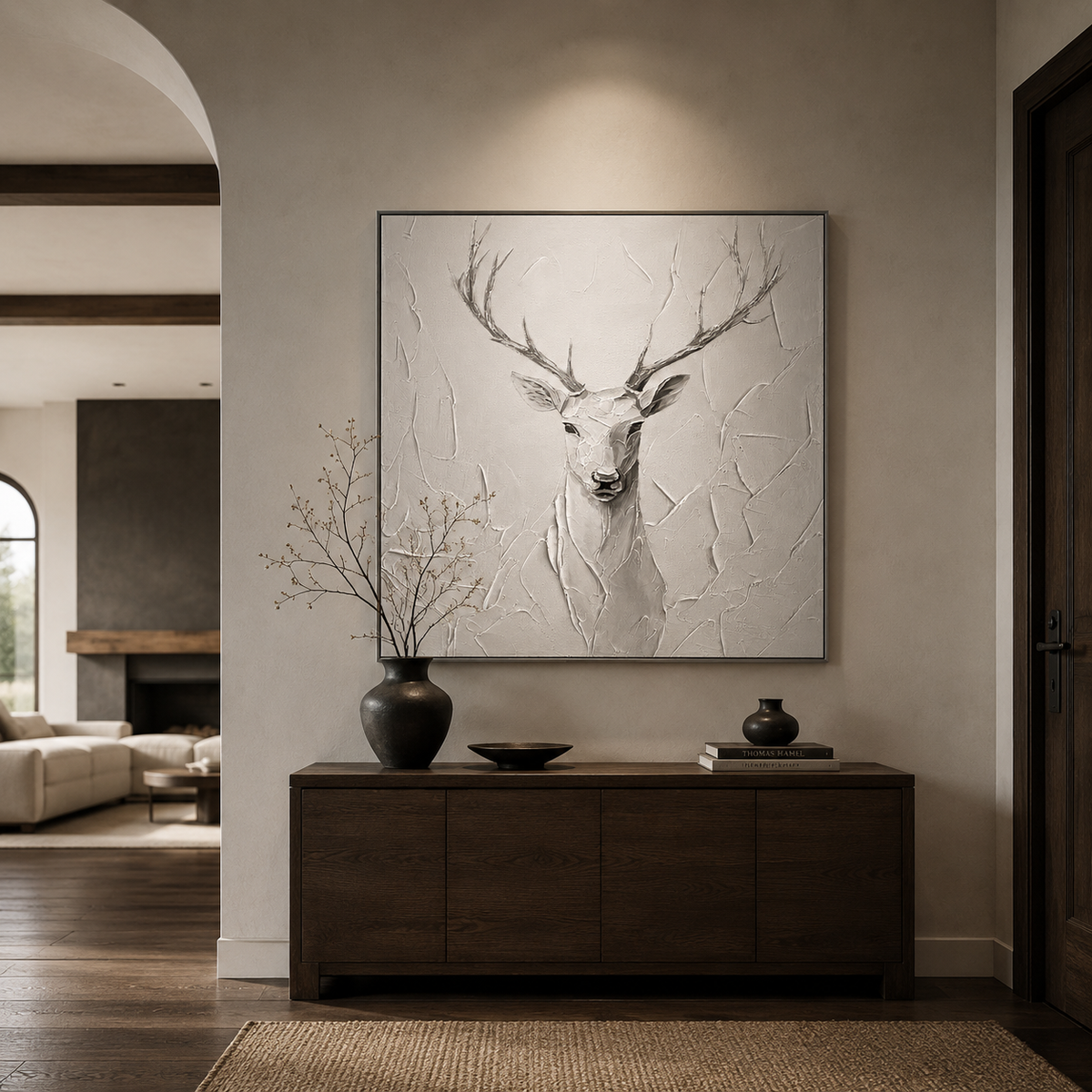 Silent Grace Deer Textured Painting #AR013