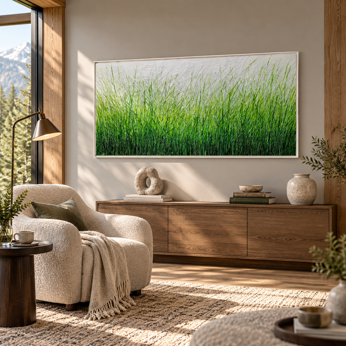 Verdant Breeze Grassland Painting