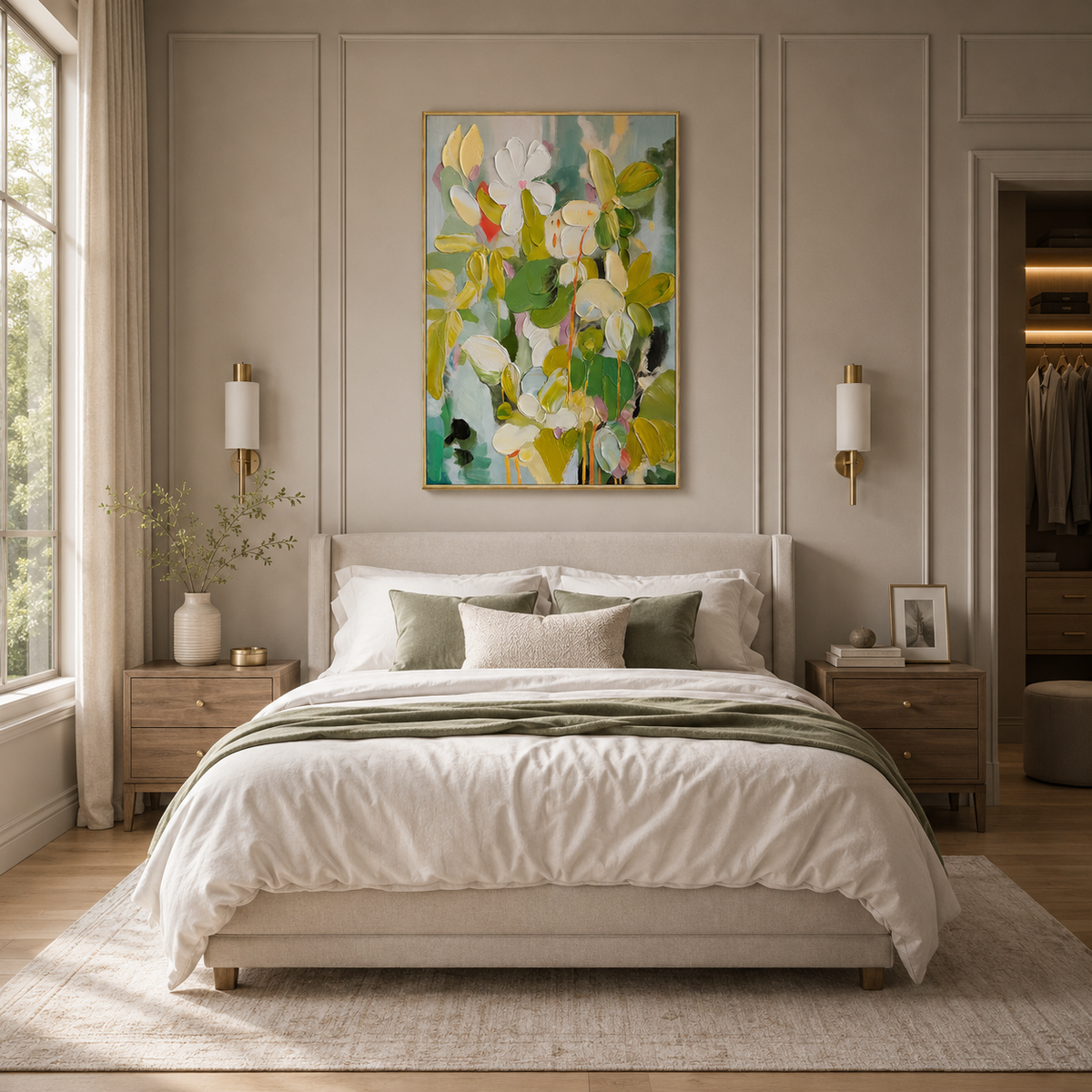 Verdant Whisper Floral Abstract Painting