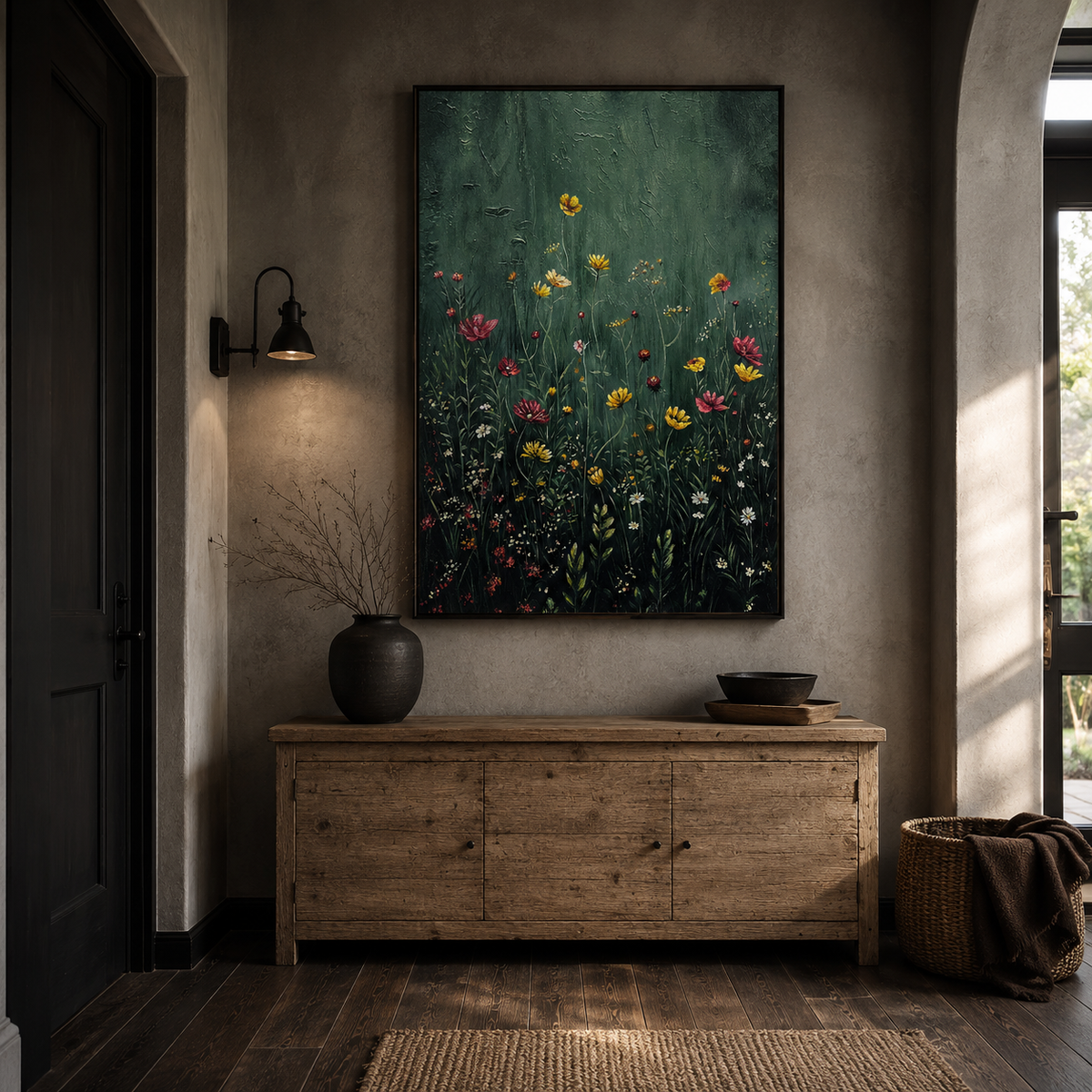 Twilight Meadow Floral Painting
