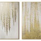 Gilded Cascade White-Gold Diptych Painting