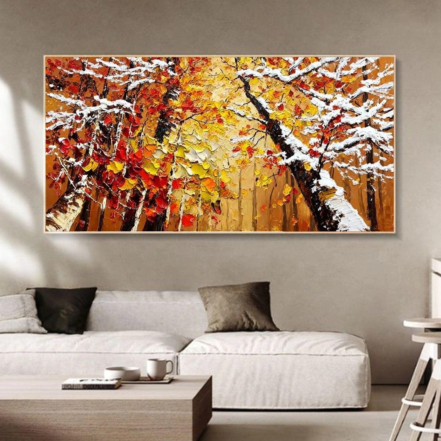 Golden Ember Forest Abstract Painting
