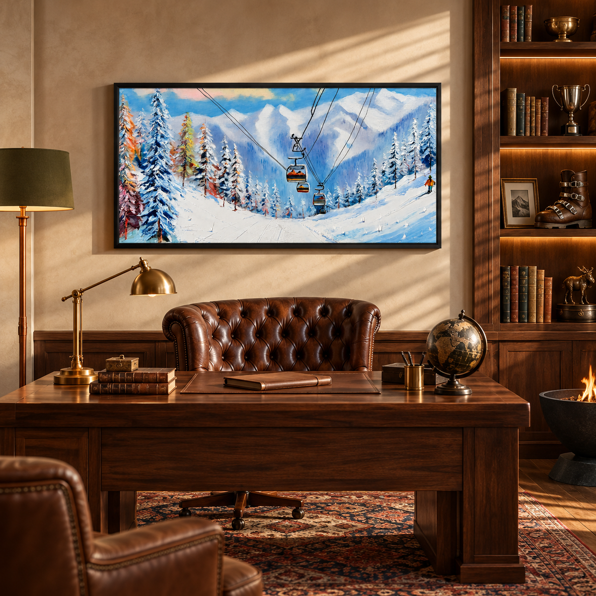 Winter Ski Resort Painting