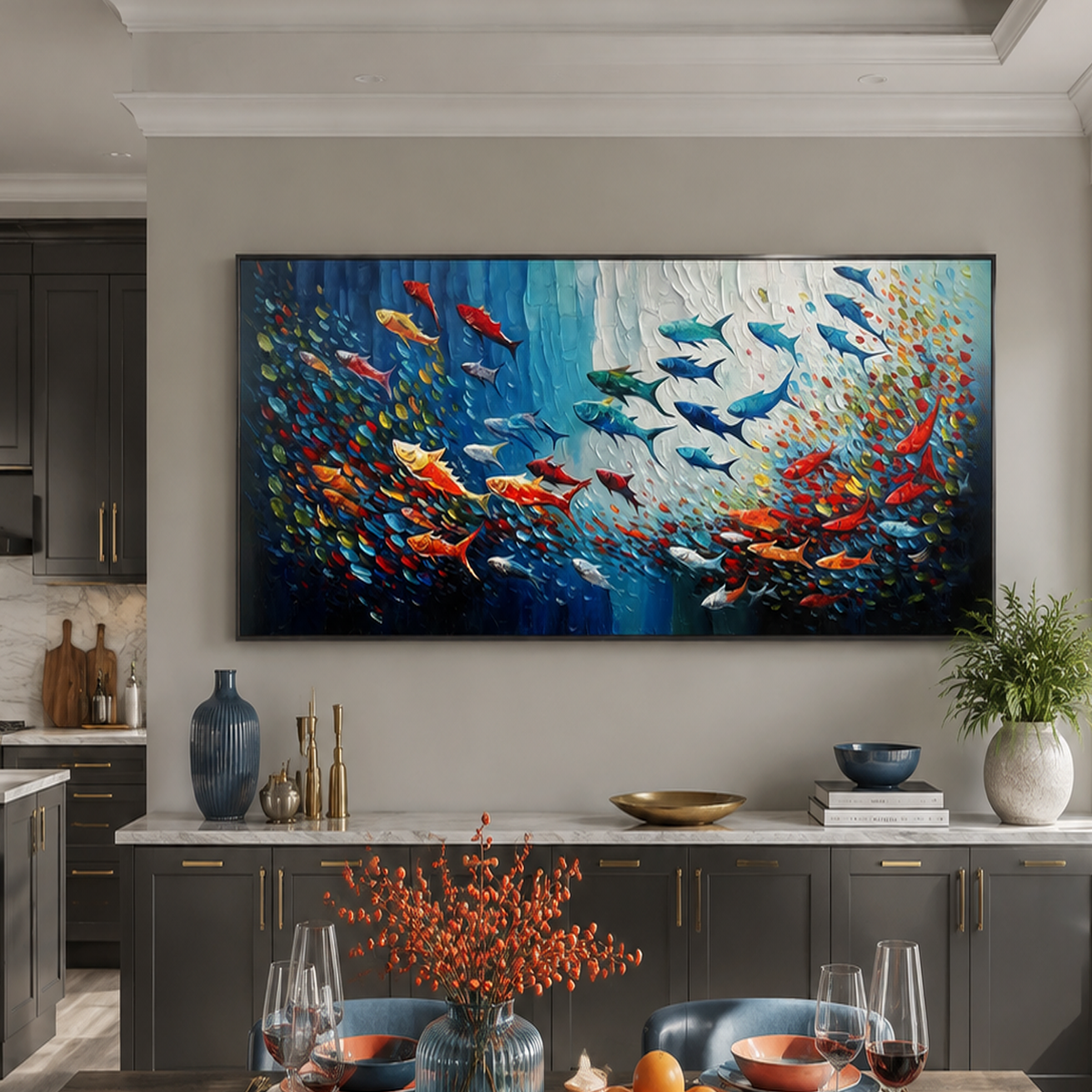 Colorful Fish Abstract Painting