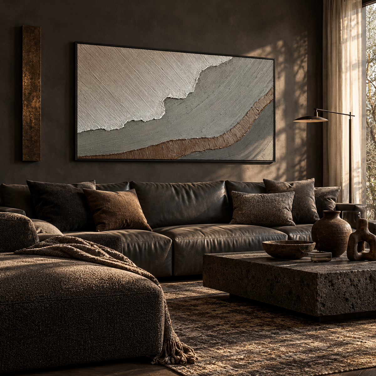 Earth Veil Neutral Textured Abstract Painting