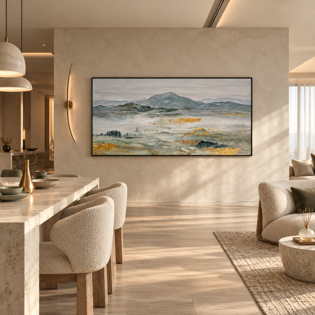 Whispered Peaks Textured Landscape Painting