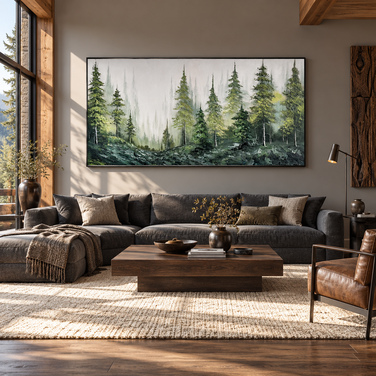 Whispering Pines Forest Landscape Painting