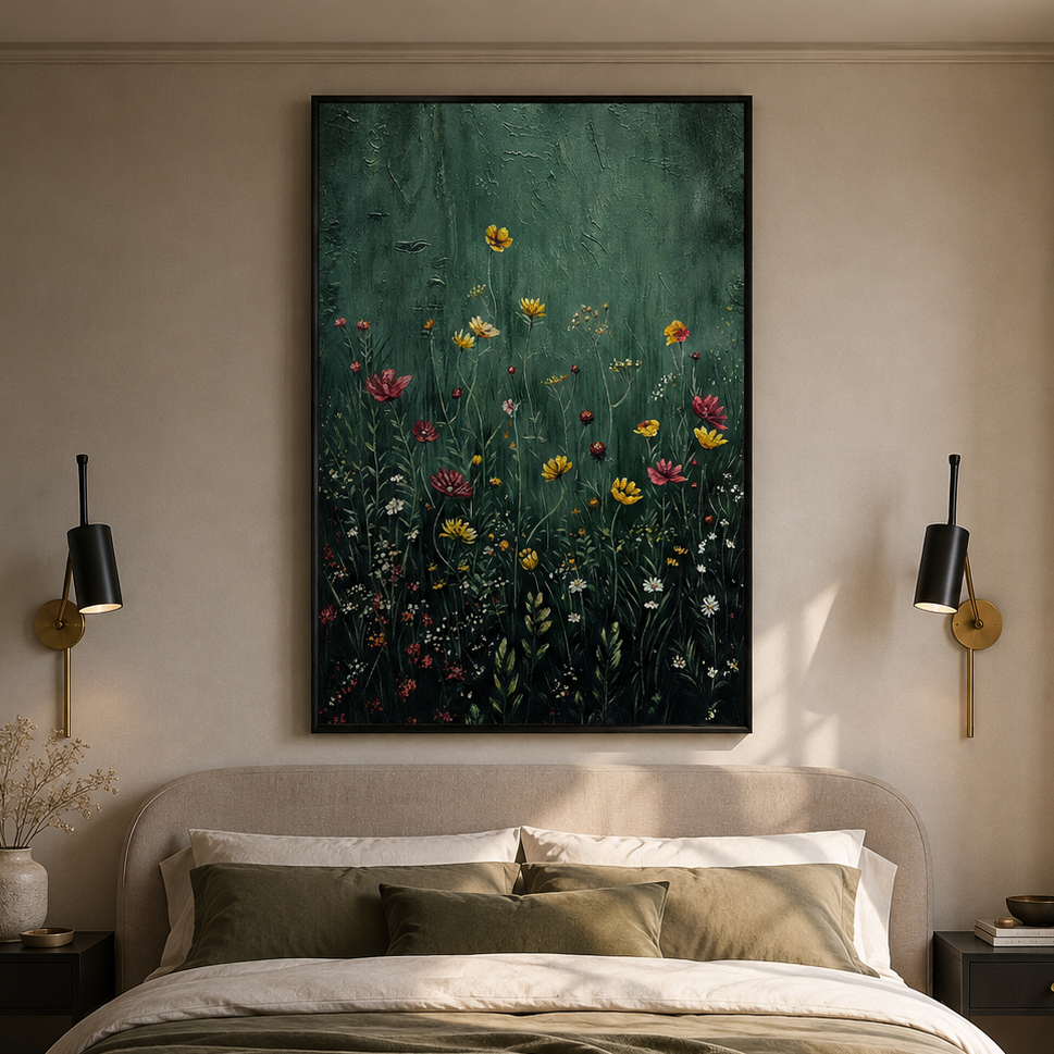 Twilight Meadow Floral Painting