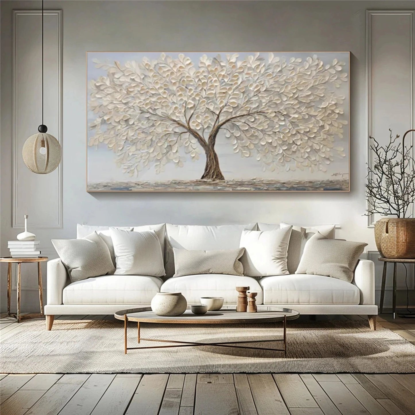 Eternal Ivory Canopy Abstract Painting