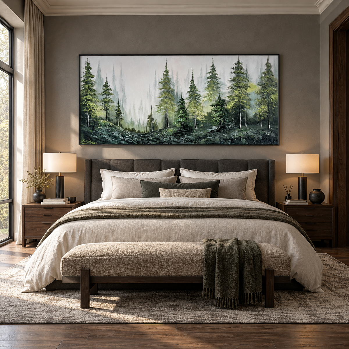 Whispering Pines Forest Landscape Painting