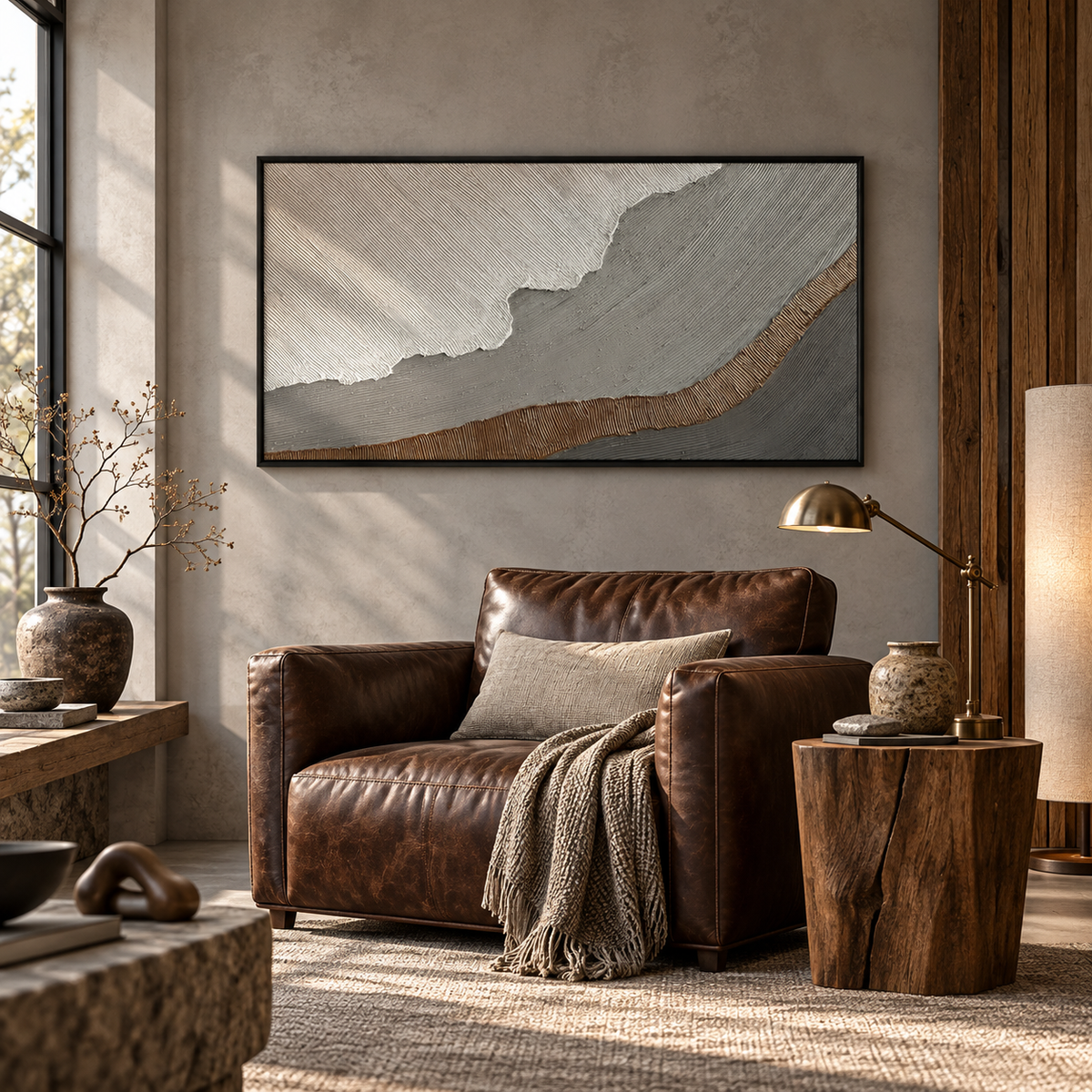 Earth Veil Neutral Textured Abstract Painting