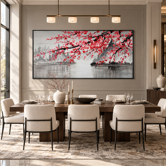 Red Plum Blossom Landscape Painting