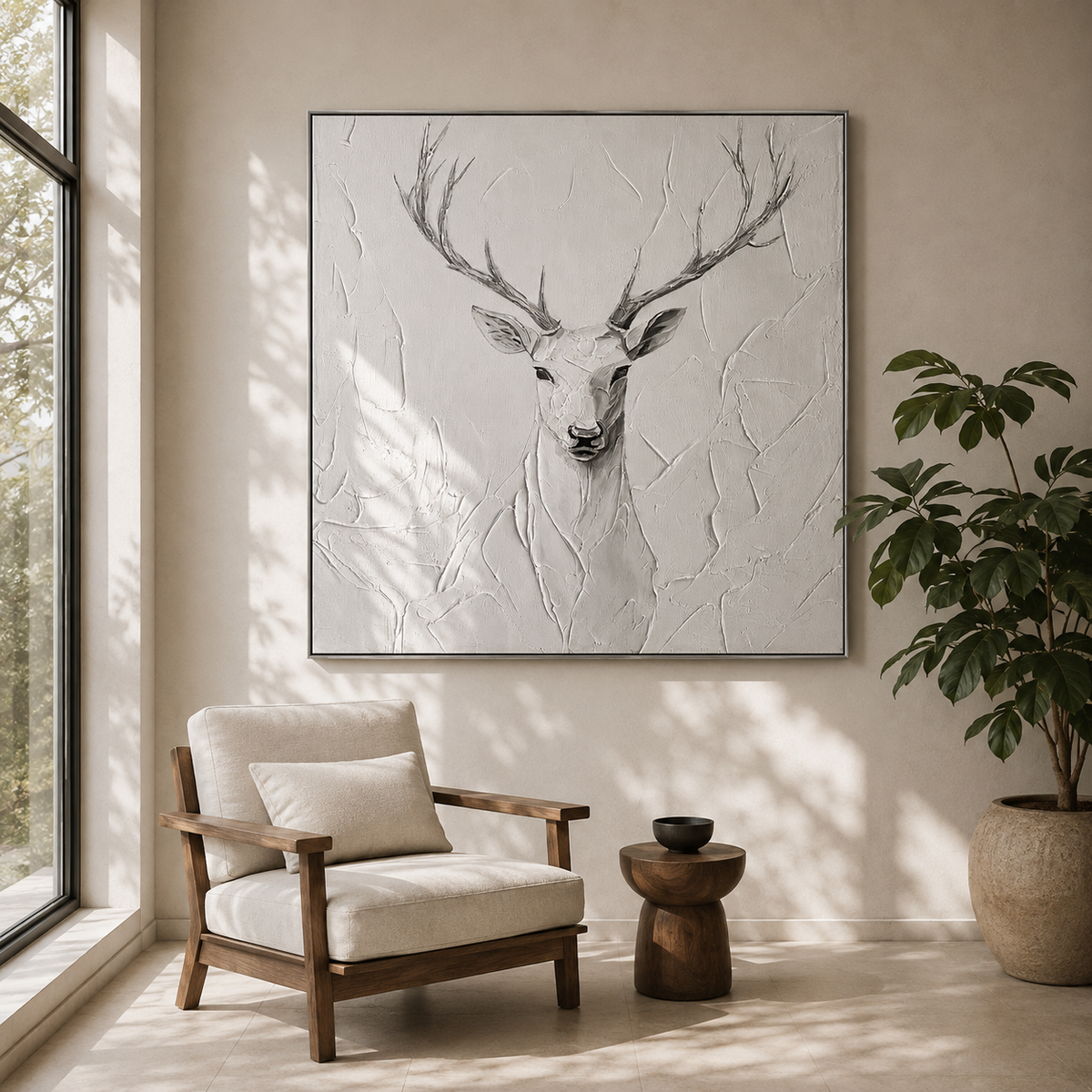 Silent Grace Deer Textured Painting #AR013