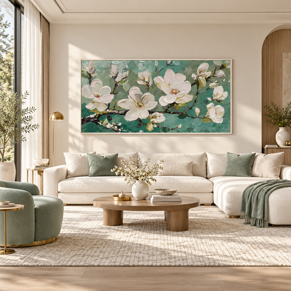 White Floral Textured Painting