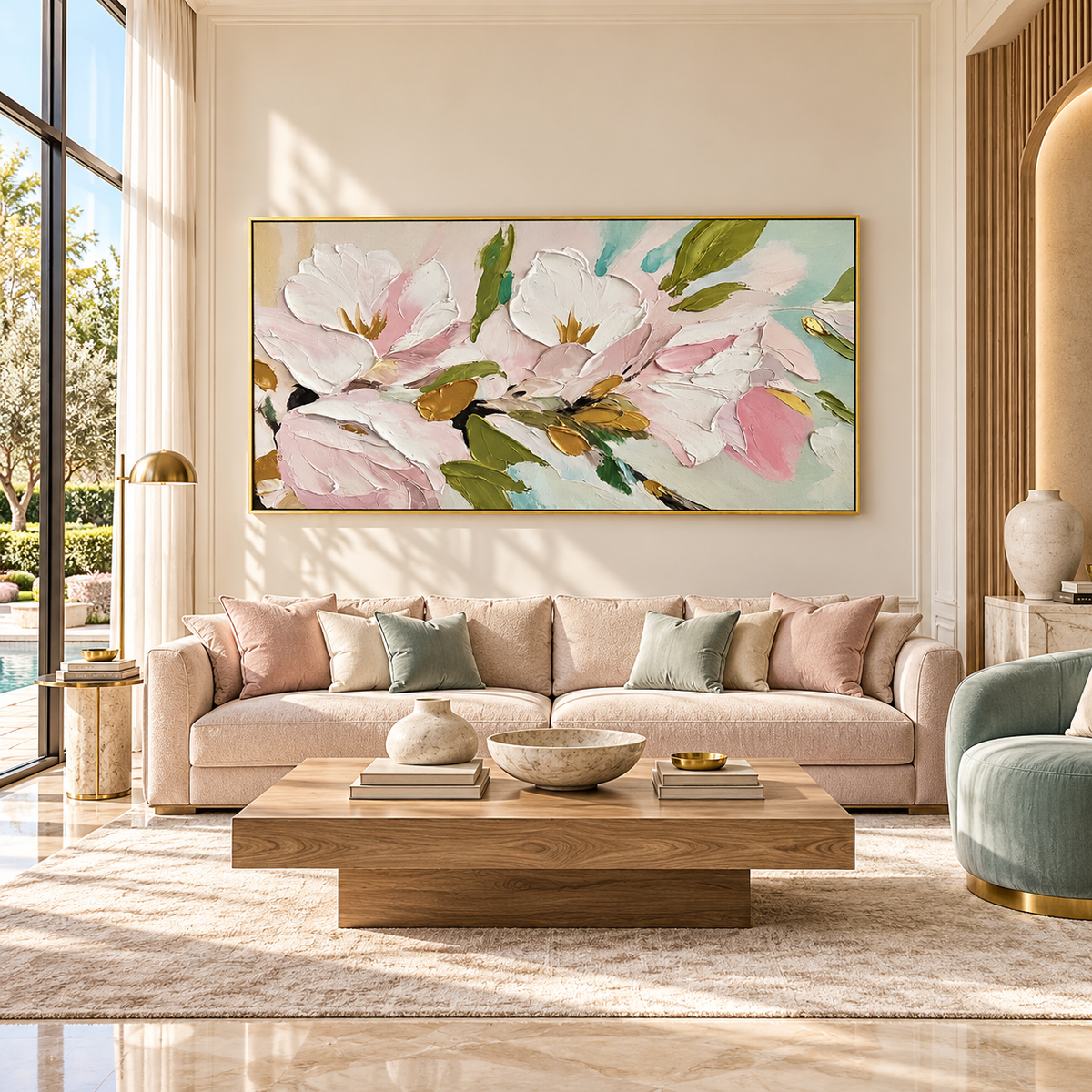 Soft Pink Magnolia Textured Painting