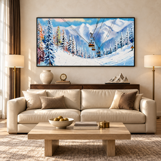Winter Ski Resort Painting
