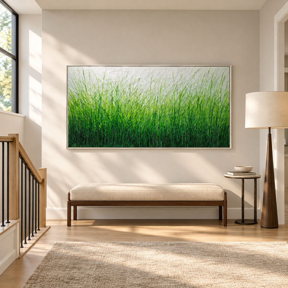 Verdant Breeze Grassland Painting