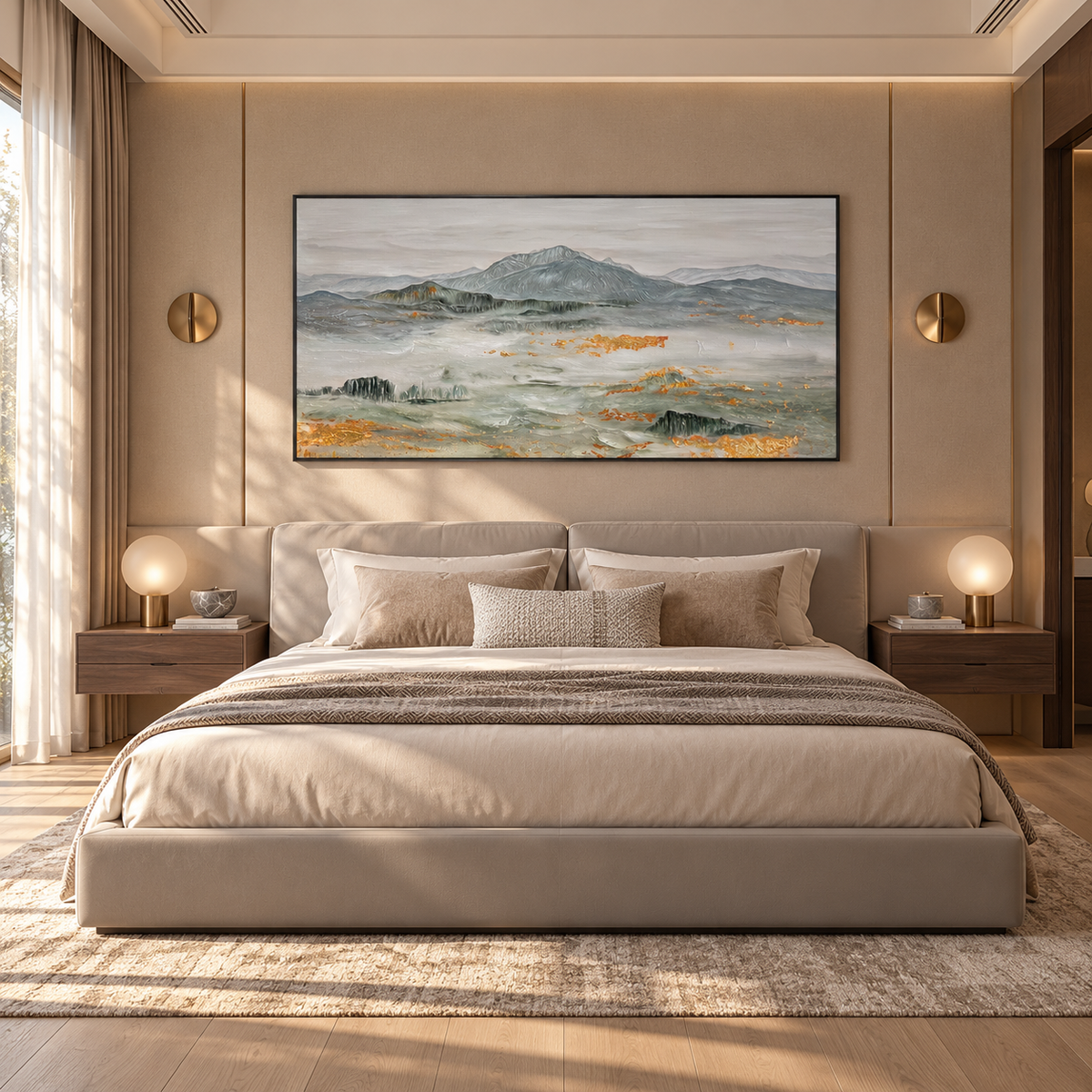 Whispered Peaks Textured Landscape Painting