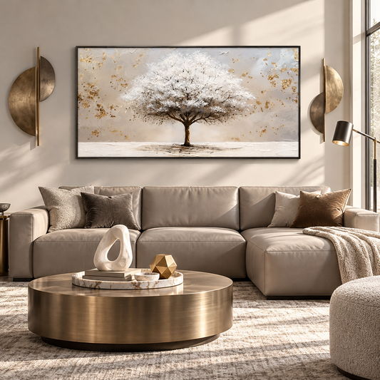 White Tree Textured Painting