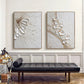 Set of 2 Ivory Whisper Textured Floral Abstract Painting