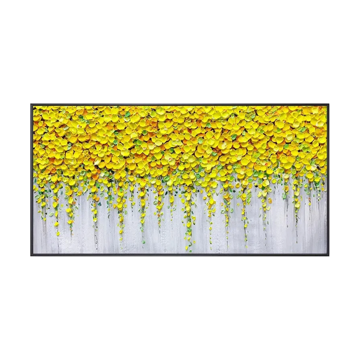 Golden Cascade Floral Abstract Painting
