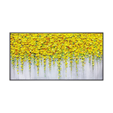 Golden Cascade Floral Abstract Painting