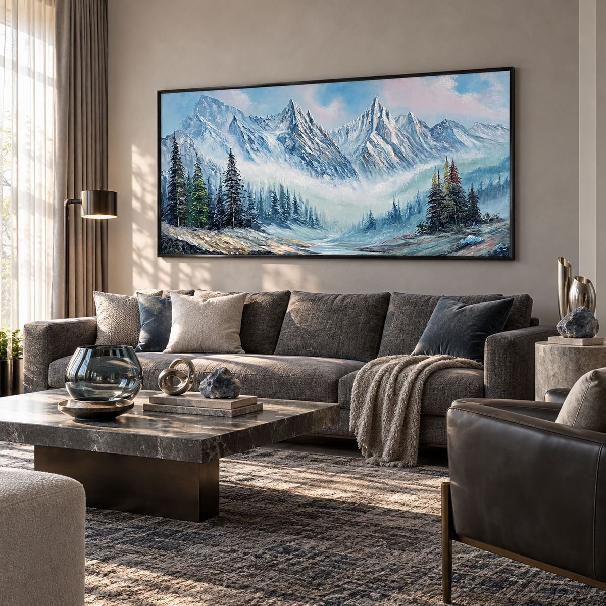 Blue Mist Mountain Landscape Painting