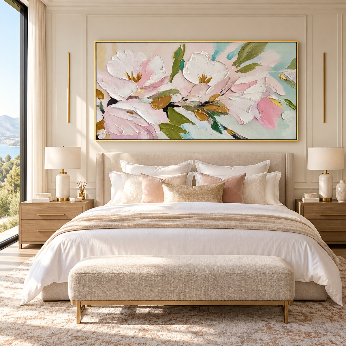 Soft Pink Magnolia Textured Painting