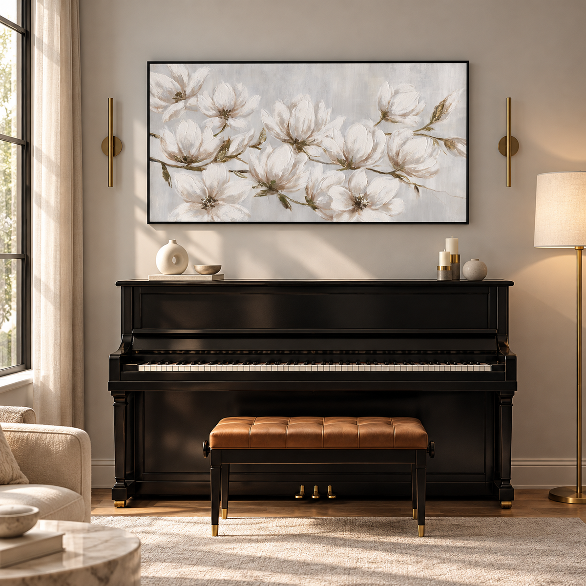 Graceful Blossoms - Magnolia Horizontal Painting