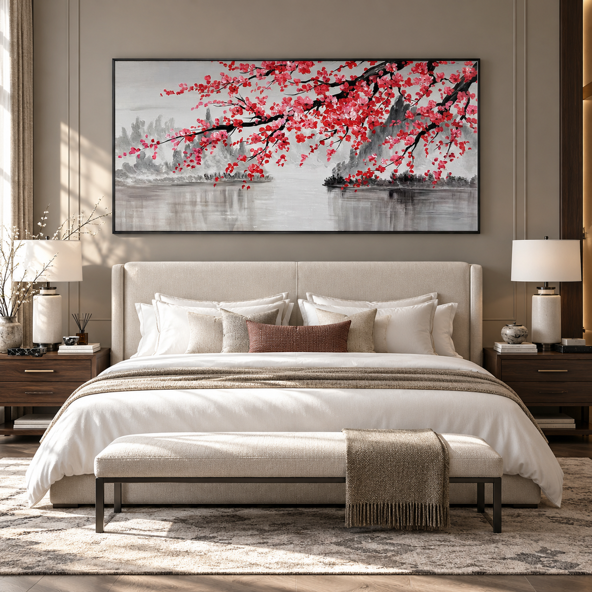 Red Plum Blossom Landscape Painting