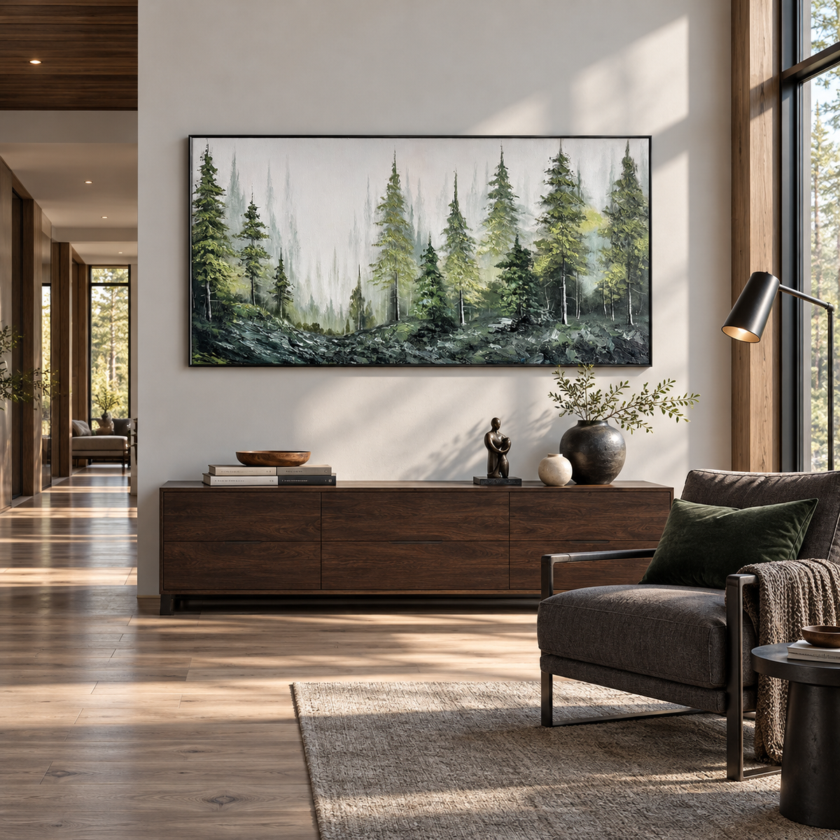 Whispering Pines Forest Landscape Painting