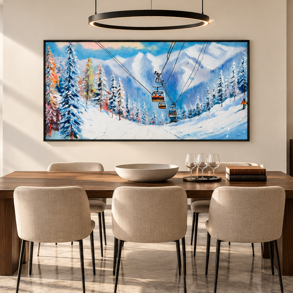 Winter Ski Resort Painting