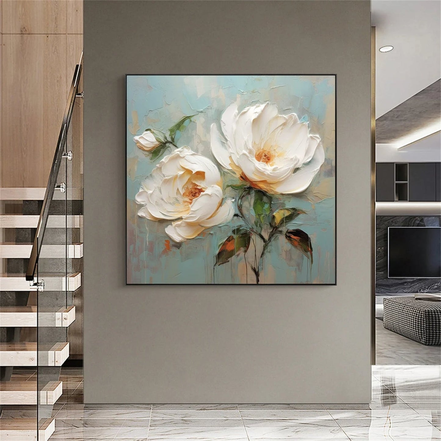 Ivory Bloom Serenity Abstract Painting