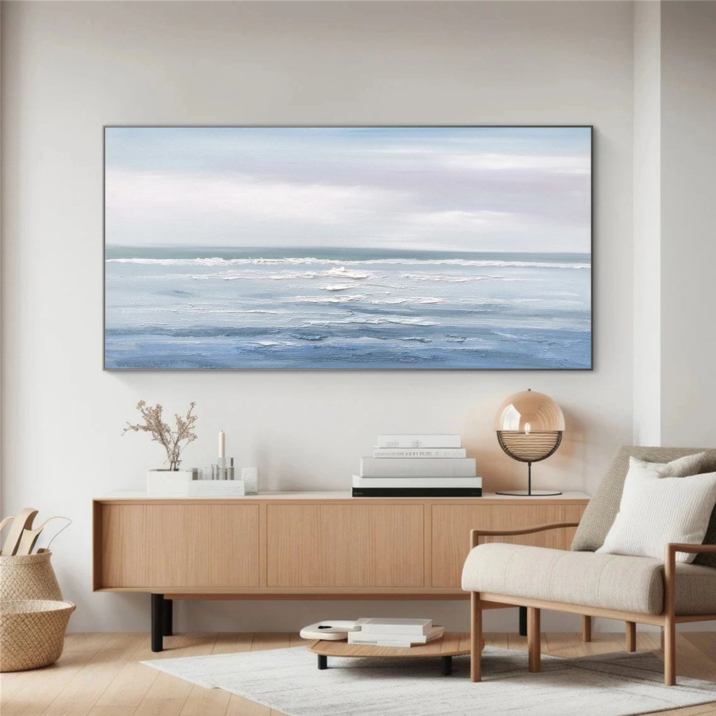 Silent Horizon Blue Seascape Painting