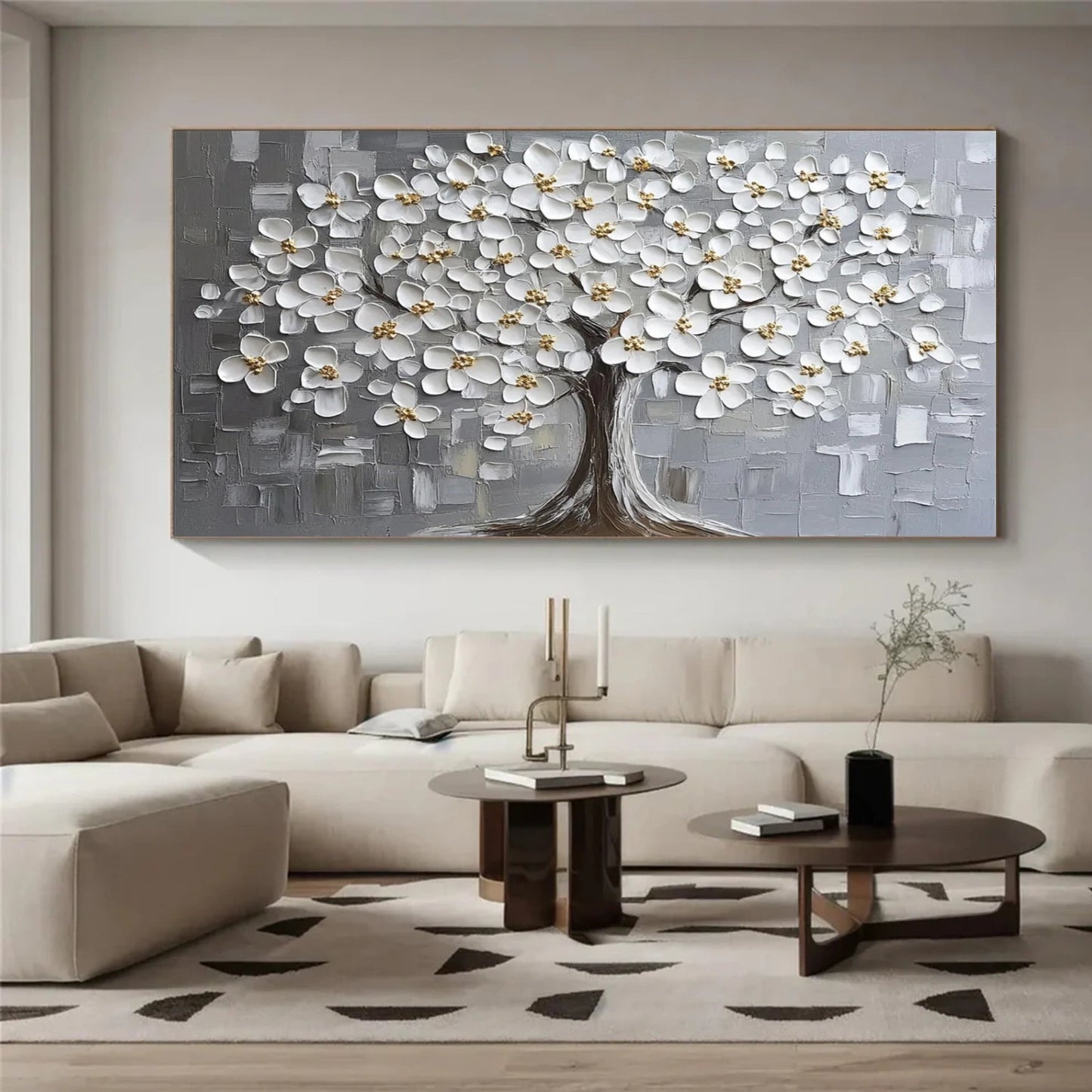 White Blossom Harmony Tree Painting