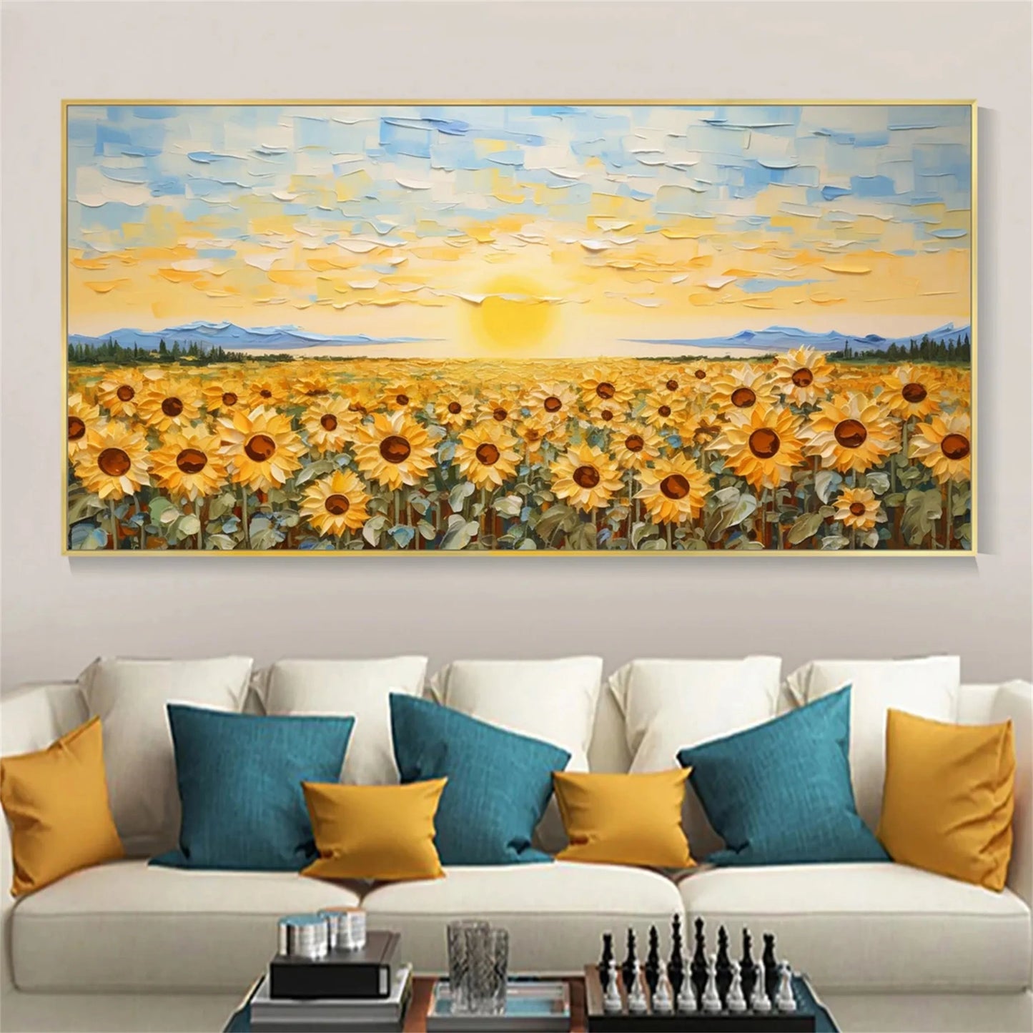 Sunrise Over Golden Sunflowers Painting
