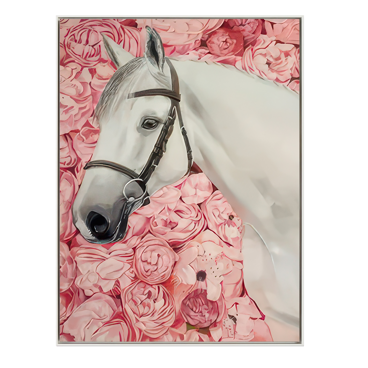 Blush Garden White Horse Painting
