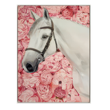 Blush Garden White Horse Painting