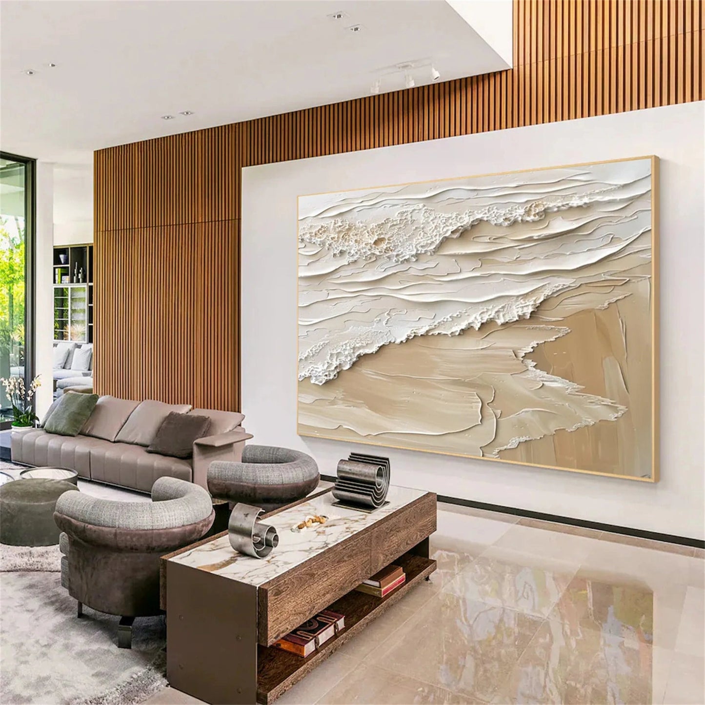 Whispering Shore Sand Abstract Painting