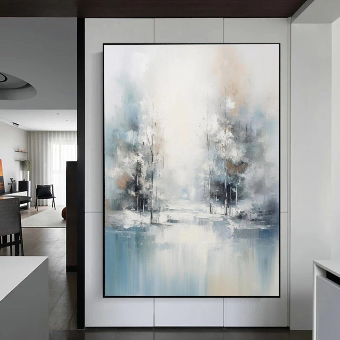 Silent Morning Mist Lake Abstract Painting