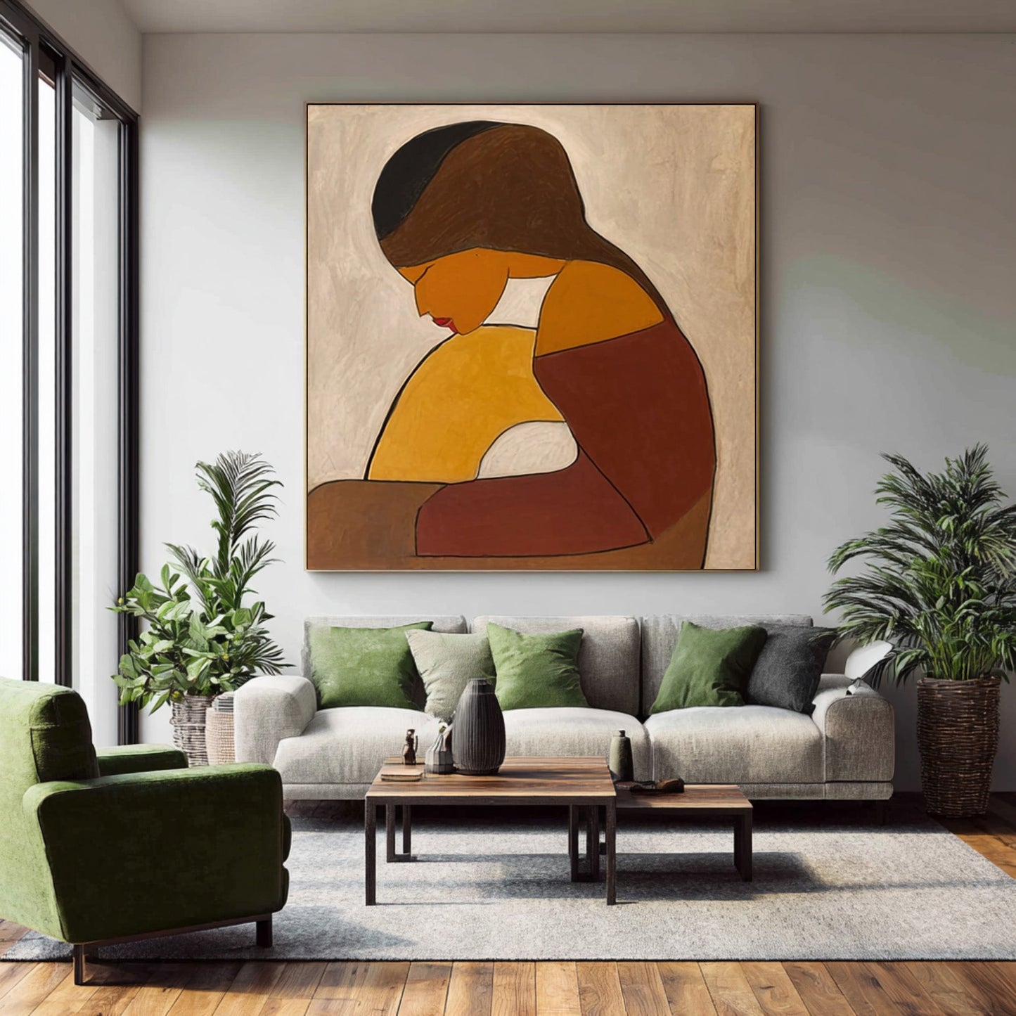 Quiet Embrace Earth-Tone Figurative Painting
