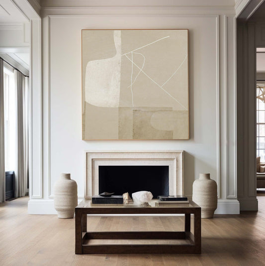 Soft Taupe Minimal Abstract Painting