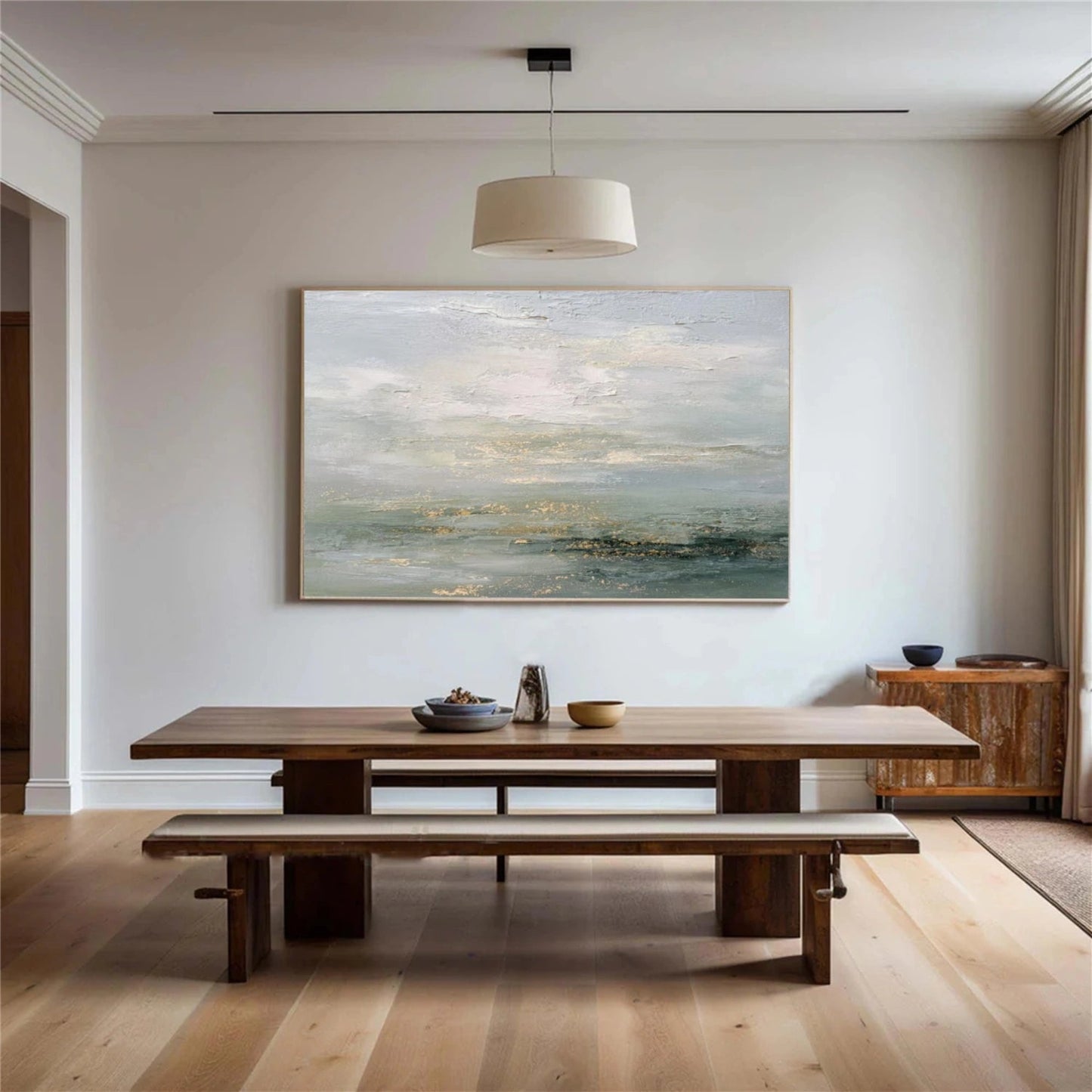 Soft Gold Horizon Abstract Painting