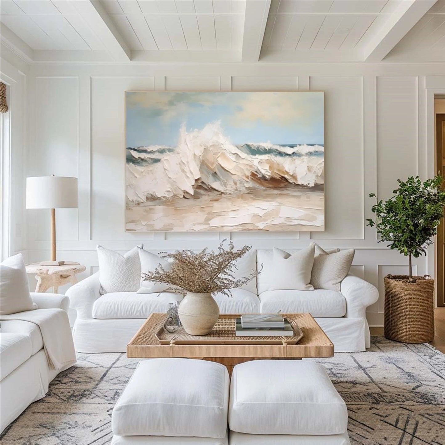 Soft Tide Neutral Seascape Painting