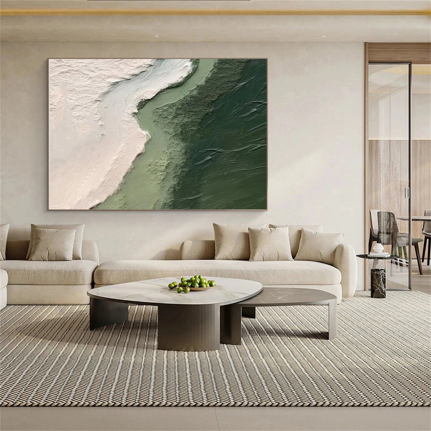Emerald Shore Green Abstract Seascape Painting
